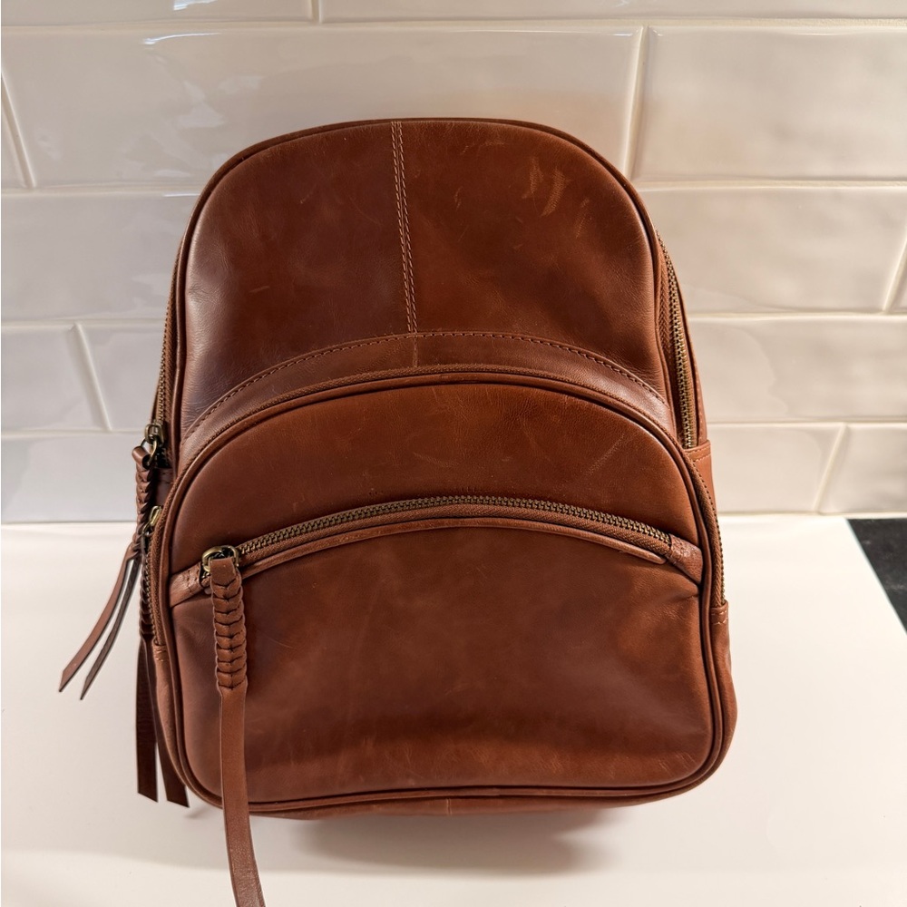 Tommy Bahama Tan Leather Backpack